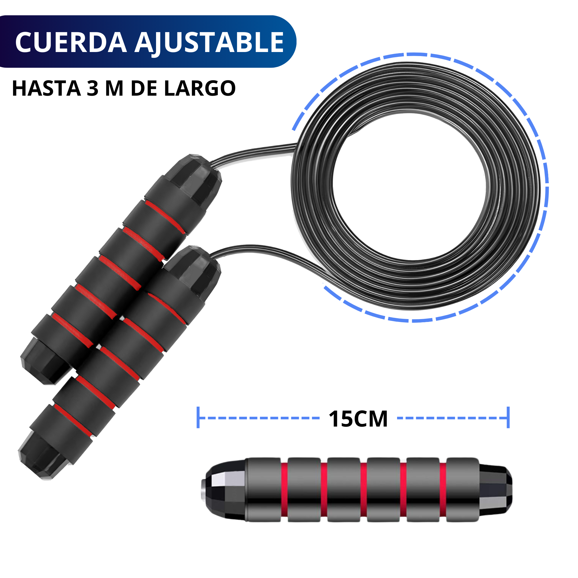 Foto 5 pulgar | Cuerda Para Saltar Profesional Ecomlab Cuerda Acero Crossfit (rojo)