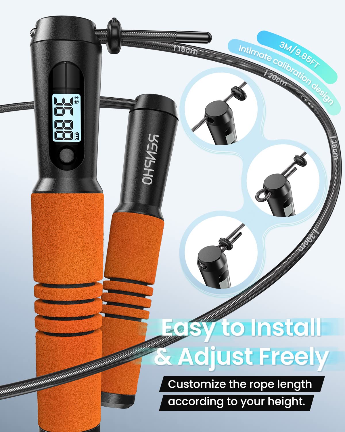 Foto 6 pulgar | Jump Rope Renpho Con Cuerda De Saltar Counter Fitness, Color Naranja - Venta Internacional.