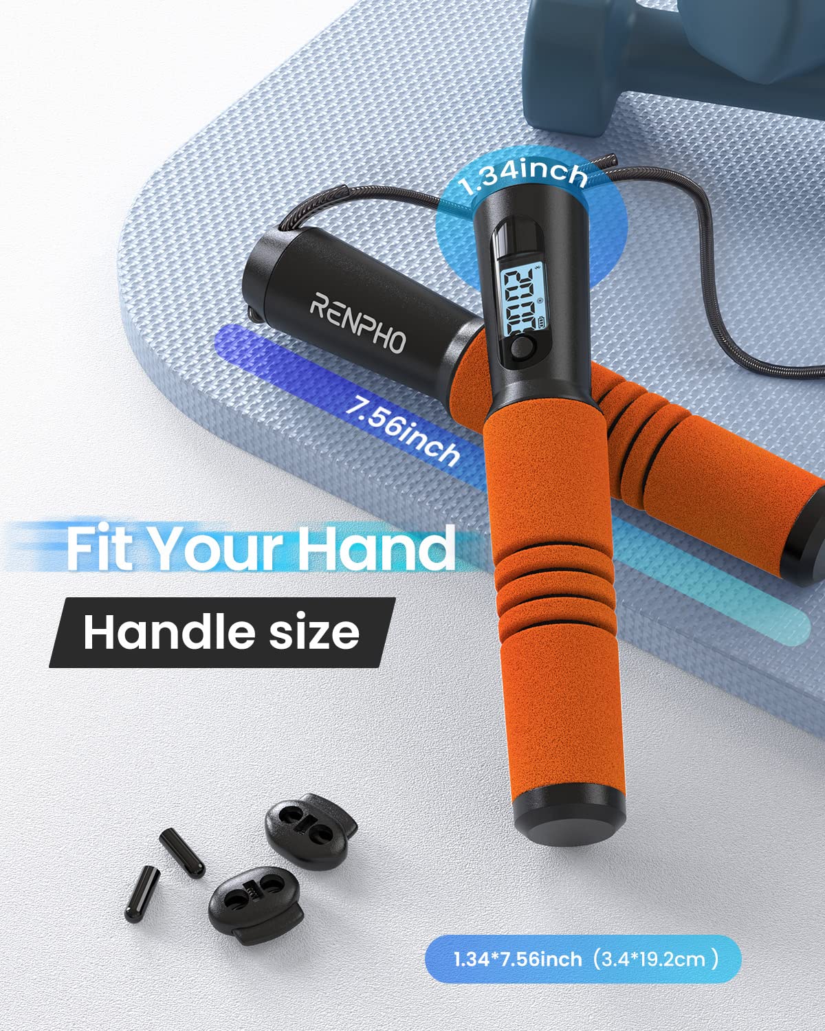 Foto 8 pulgar | Jump Rope Renpho Con Cuerda De Saltar Counter Fitness, Color Naranja - Venta Internacional.