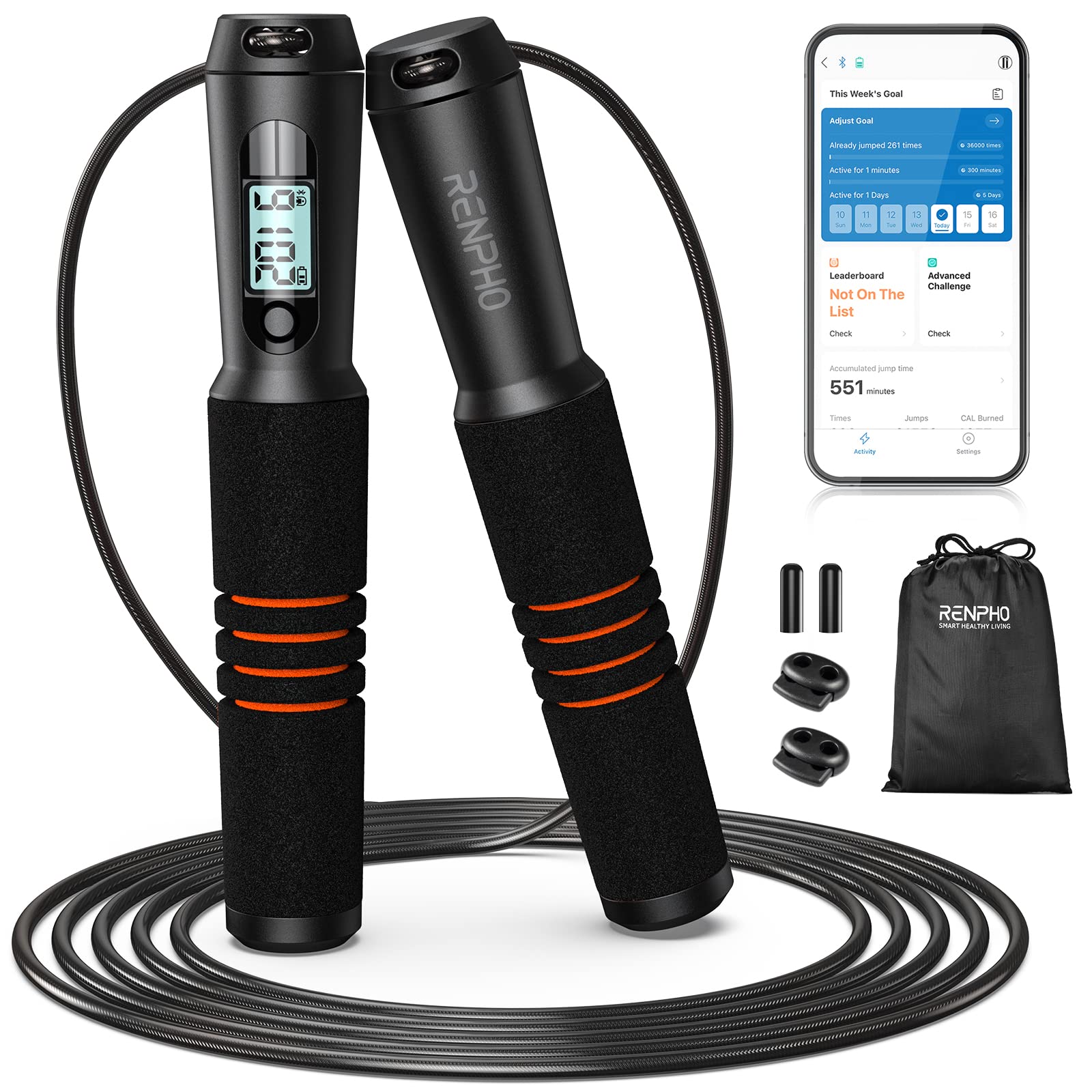 Foto 2 pulgar | Cuerda De Salto Inteligente Renpho Para Saltar Con Counter Fitness - Venta Internacional.