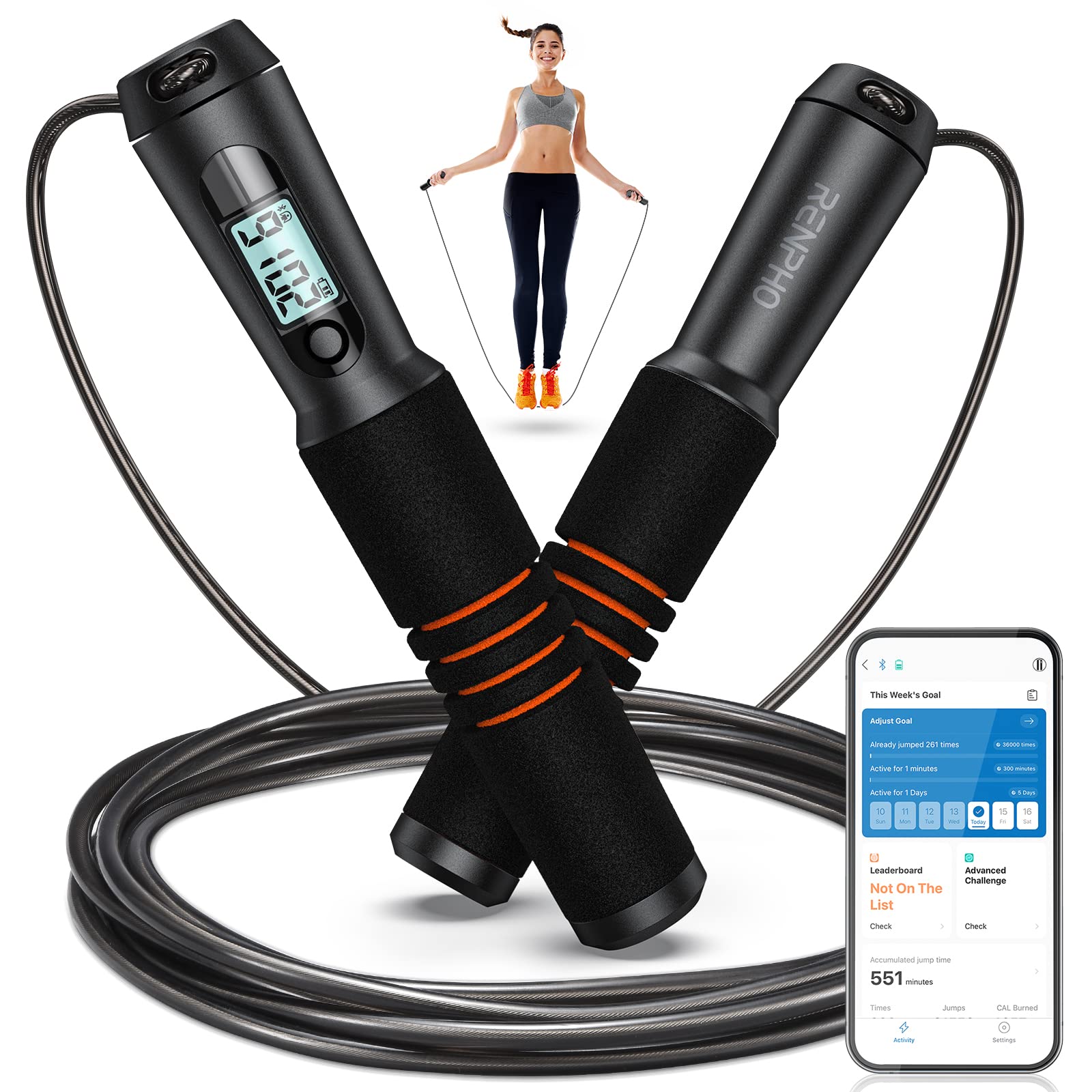 Foto 8 pulgar | Cuerda De Salto Inteligente Renpho Para Saltar Con Counter Fitness - Venta Internacional.