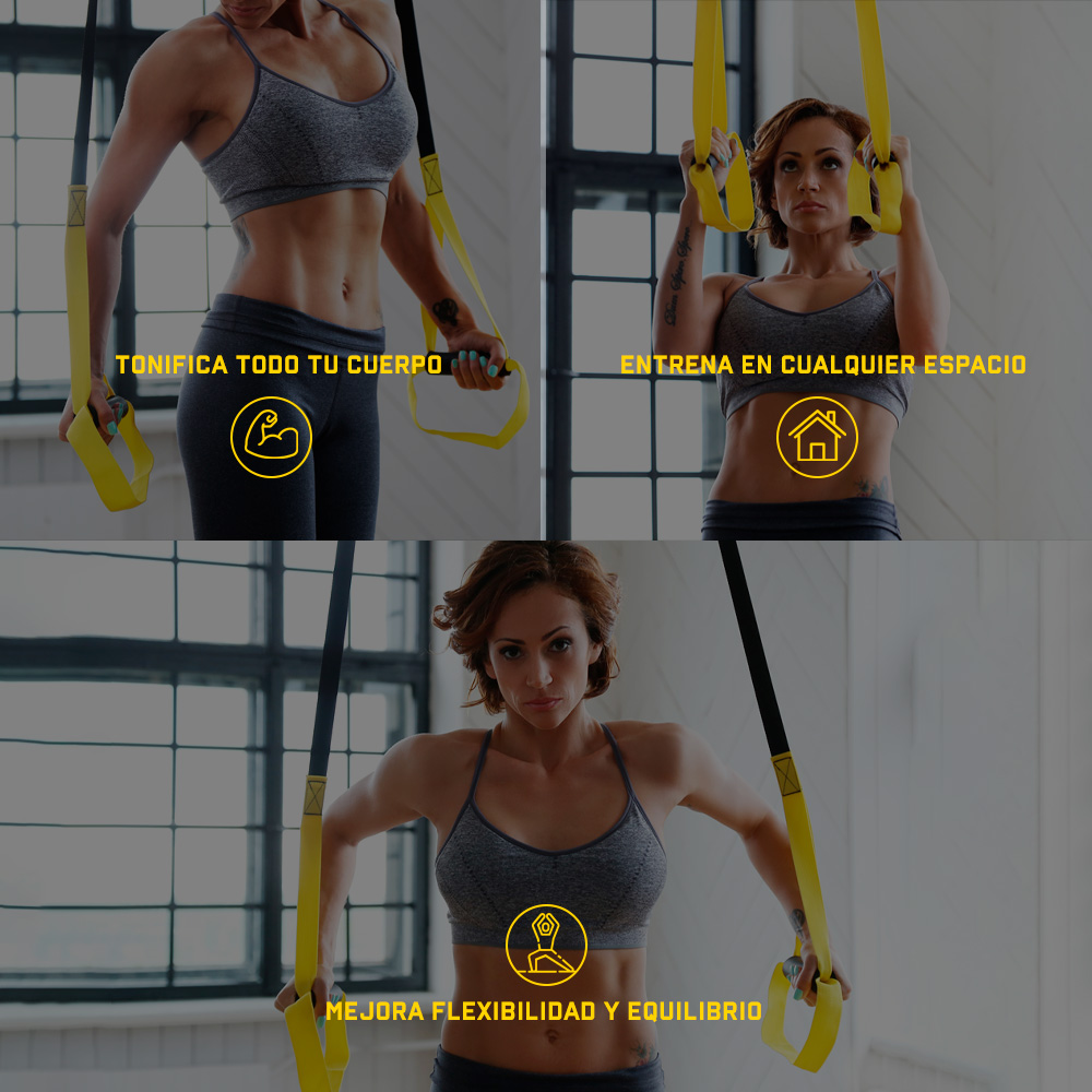 Foto 2 | Bandas de Suspensión Trx color Amarillo para Entrenamiento con Resistencia Soporta Hasta 450 kg