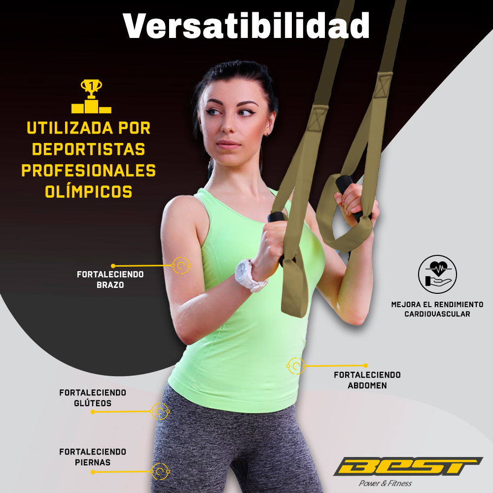 Foto 6 pulgar | Bandas de Suspensión Trx color Amarillo para Entrenamiento con Resistencia Soporta Hasta 450 kg