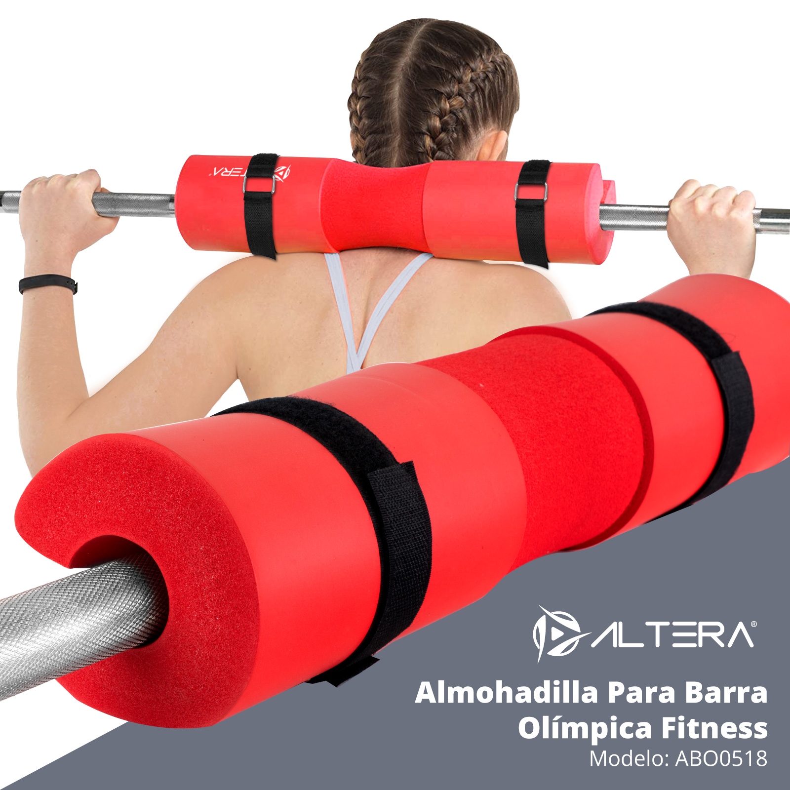 Foto 4 pulgar | Almohadilla para Barra Olímpica Fitness Abo0518 color Rojo