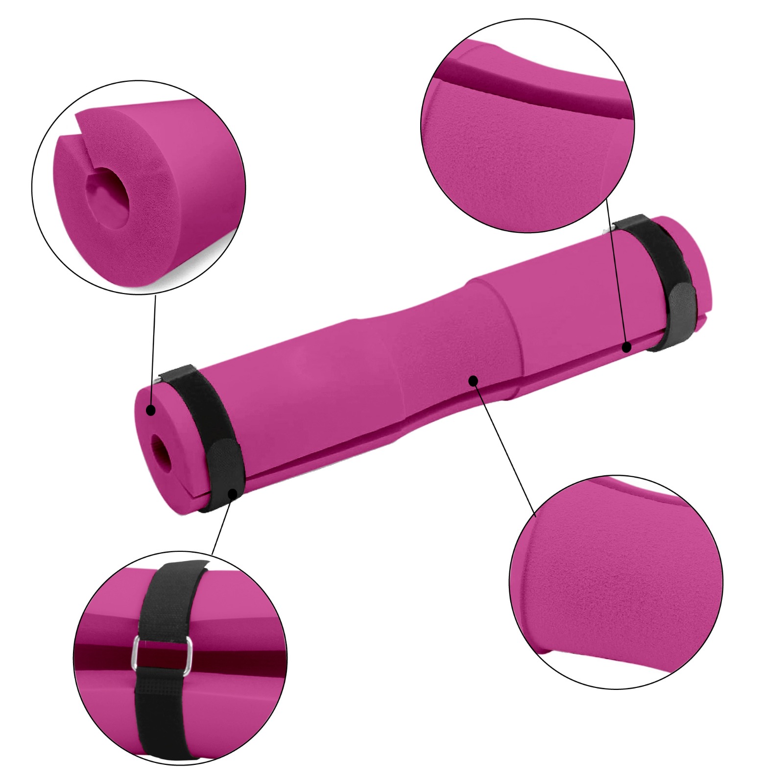 Foto 4 pulgar | Cojín Protector Barra Gym Almohadilla Mdfitness Con Cintas Color Rosa Fucsia Barbell Pad