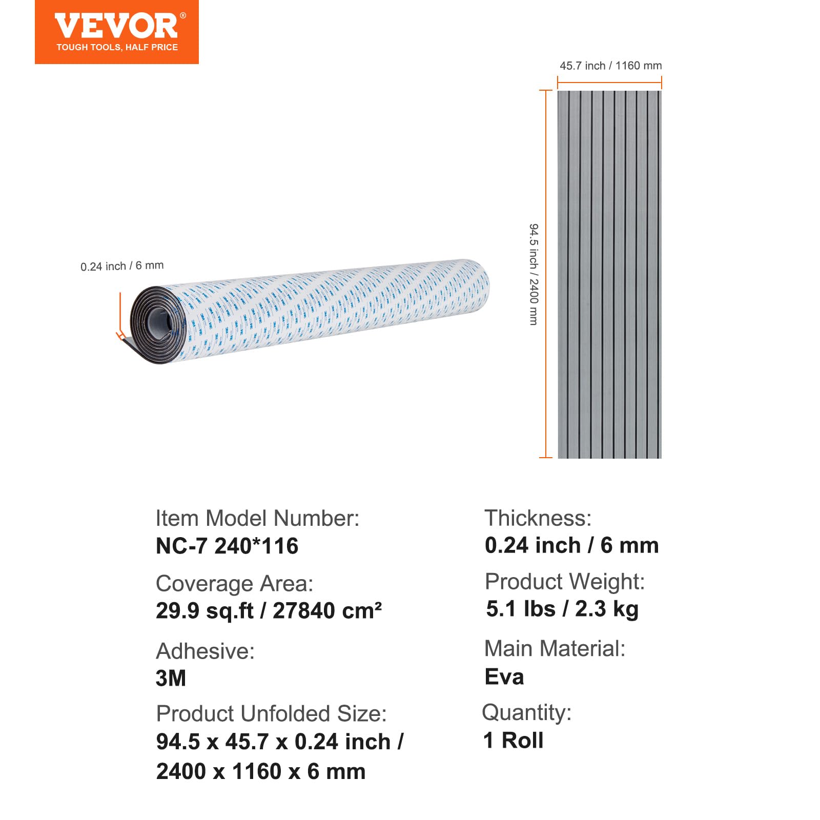 Foto 8 pulgar | Tarima De Espuma Eva Vevor Para Barcos, 240 X 116 X 0,6 Cm - Venta Internacional.