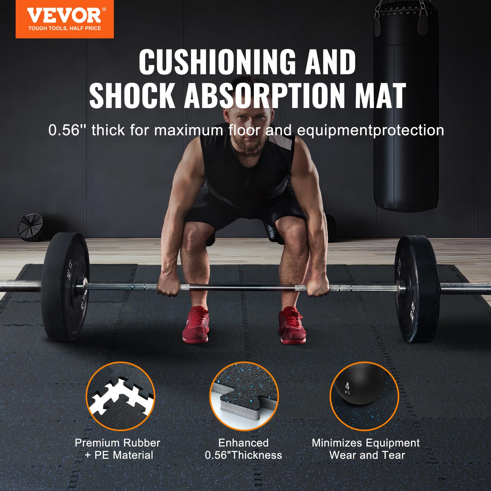 Foto 2 | Baldosas De Gimnasio Vevor Con Superficie De Goma Eva, 24 X 24 Pulgadas, 6 Baldosas - Venta Internacional.