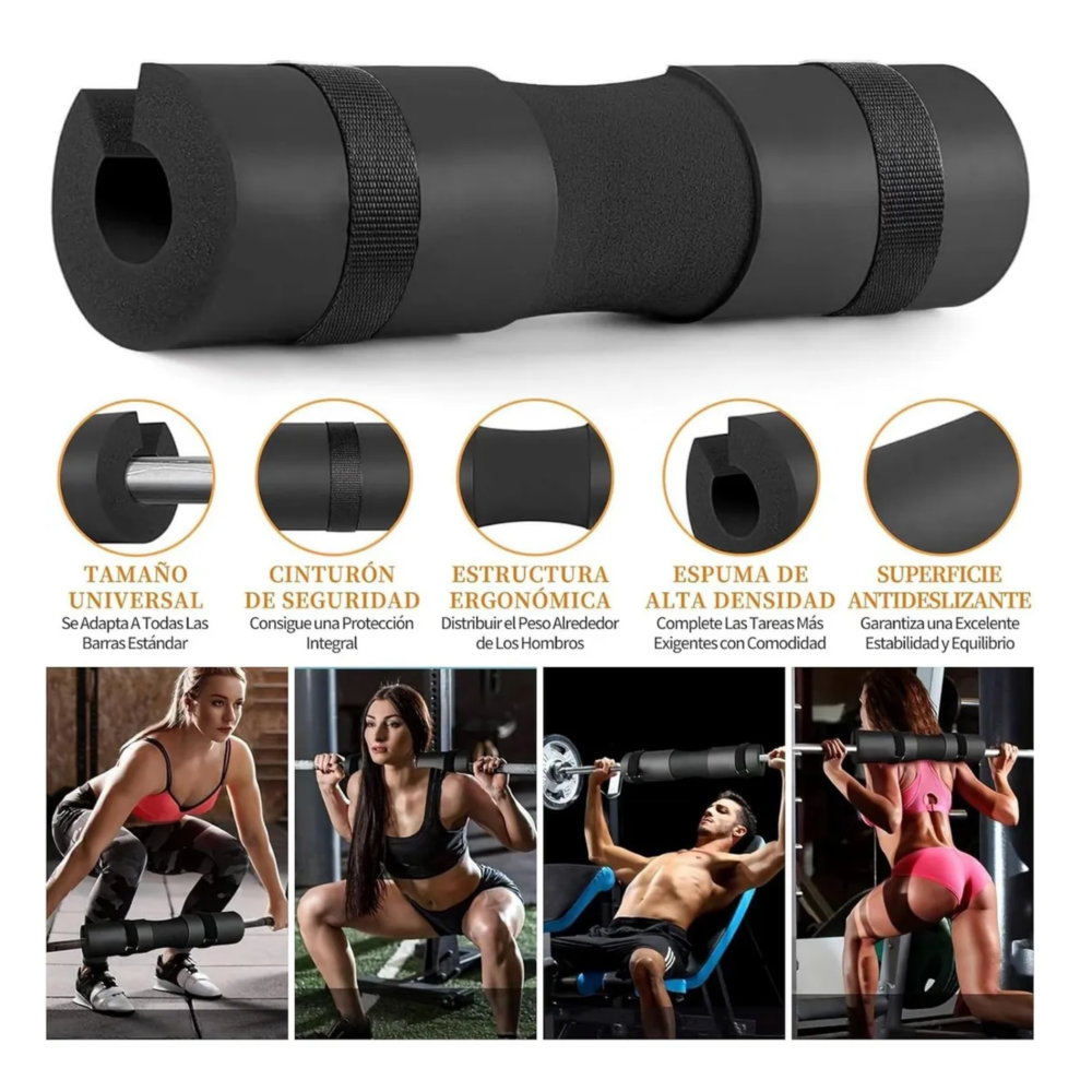 Foto 2 | Kit De 5 En 1 Cojín Protector Cuello Para Barra Fitness Gym Lab.g  Negro