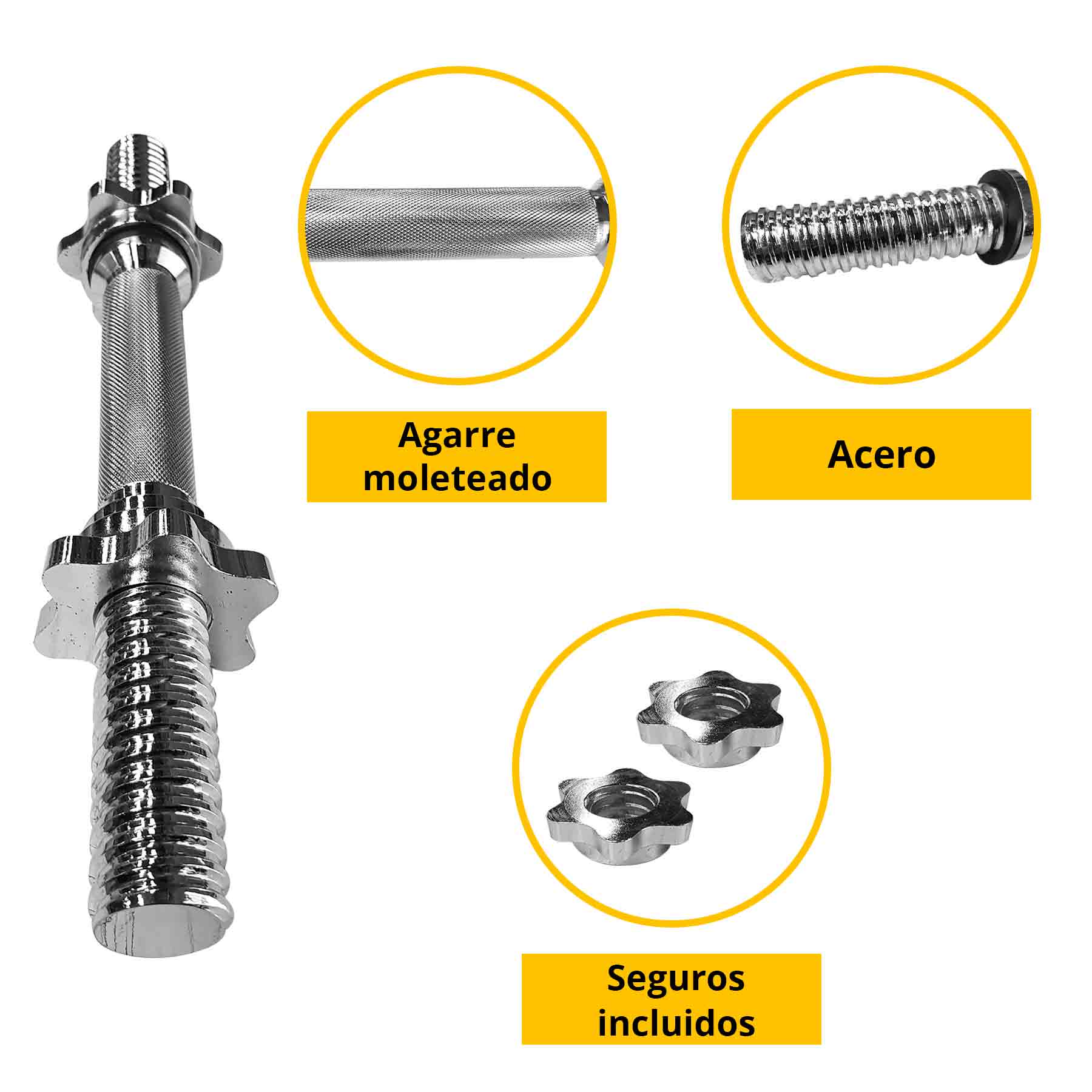 Foto 4 pulgar | Barra Estándar de 30 mm Tayga para Mancuerna Cromada con Seguros