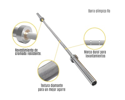 Foto 2 | Barra Olímpica Level Fitness RA color Plata 20 KG