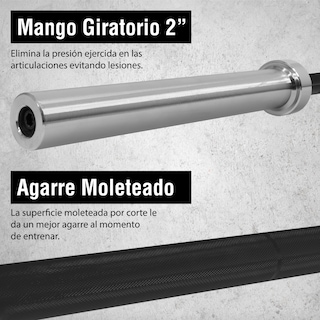 Foto 3 | Barra Recta Olímpica 2.20 M C/almohadilla Altera Predator Para Discos De 2'' Peso Soportado Hasta 1200lbs Multicolor