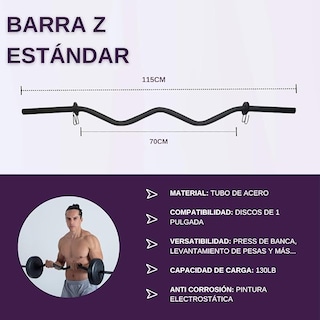 Foto 2 | Kit Pesas Barra Z + Mancuernas + 6 Discos Para Ejercicio, 40 Libras En Discos Ajustables