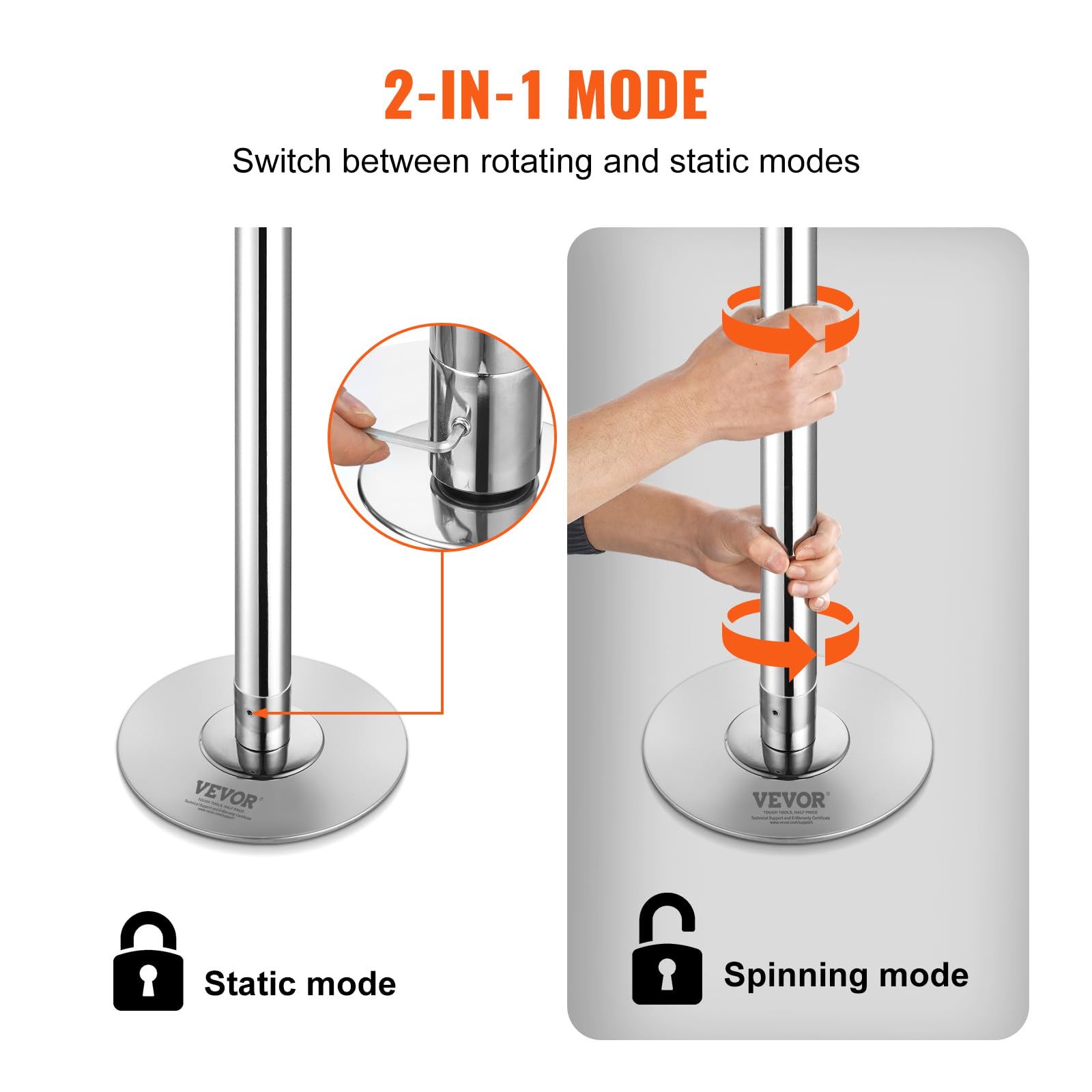 Foto 4 pulgar | Bastón De Baile Vevor Professional, Giratorio Y Estático, Acero De 45 Mm - Venta Internacional.