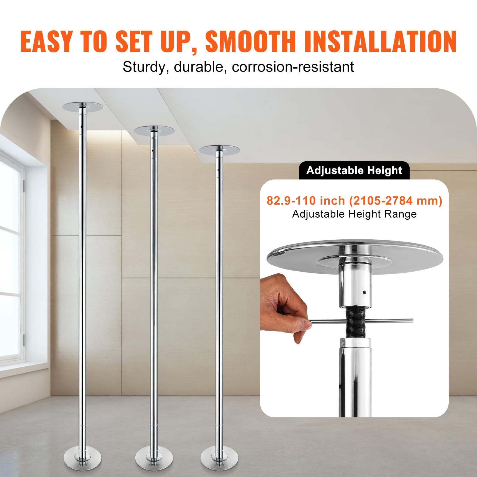 Foto 5 | Bastón De Baile Vevor Professional, Giratorio Y Estático, Acero De 45 Mm - Venta Internacional.