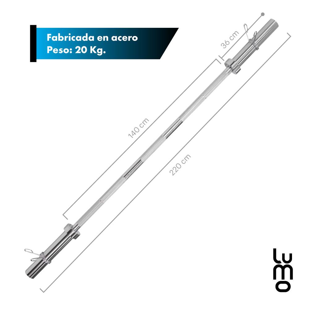 Foto 3 pulgar | Barra Olimpica Profesional 2.2m- 20kg/45 Lbs- 1500 Lbs