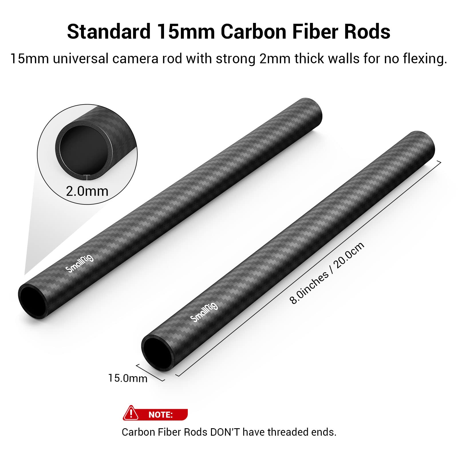 Foto 2 | Varilla De Fibra De Carbono De 15 Mm Para Sistema De Soporte De Varilla De 15 Mm De 20 Cm - Venta Internacional.