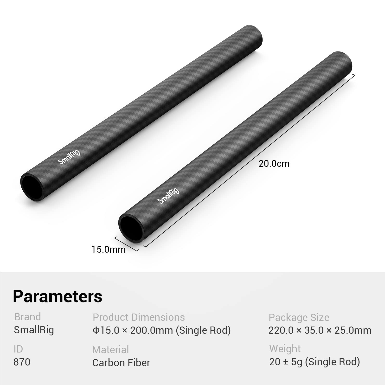 Foto 8 pulgar | Varilla De Fibra De Carbono De 15 Mm Para Sistema De Soporte De Varilla De 15 Mm De 20 Cm - Venta Internacional.