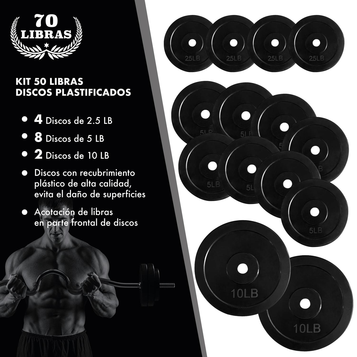 Foto 2 | Set de Discos Xtreme Life de 70 Libras Recubiertos para Outdoor y Ejercicio