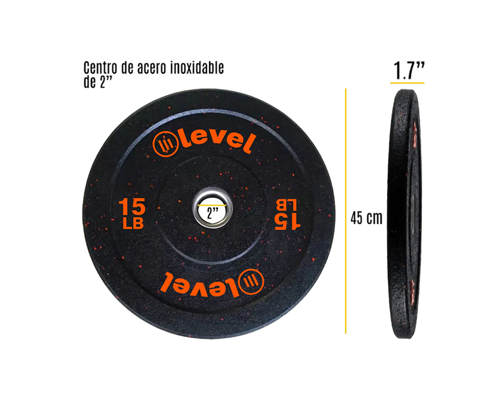 Foto 2 | Discos Olímpicos Level Fitness Horus color Negro 15 Lb 2 Piezas