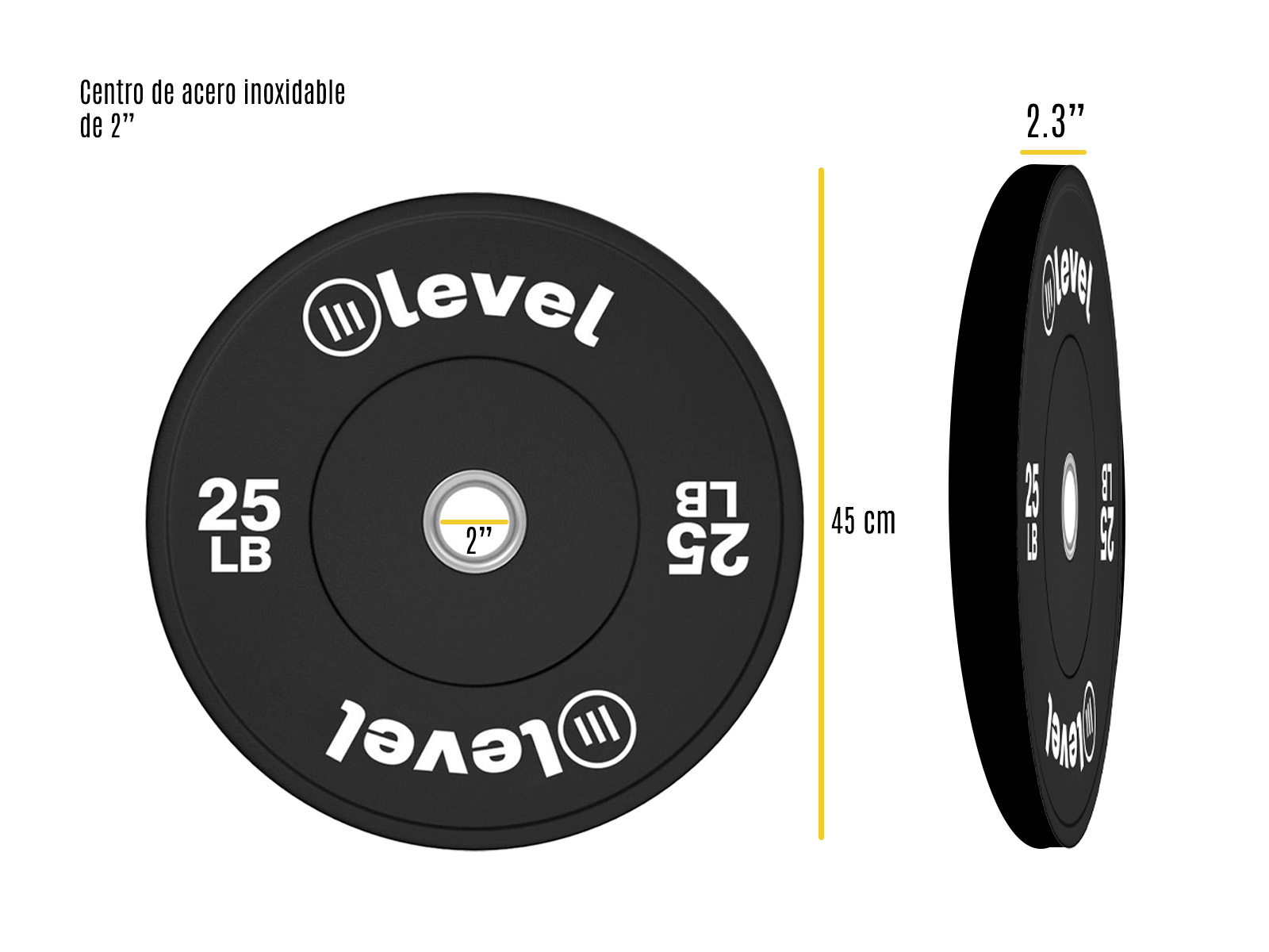 Foto 3 pulgar | Disco Olímpico LEVEL FITNESS Montu color Negro 25 Lb 1 Par