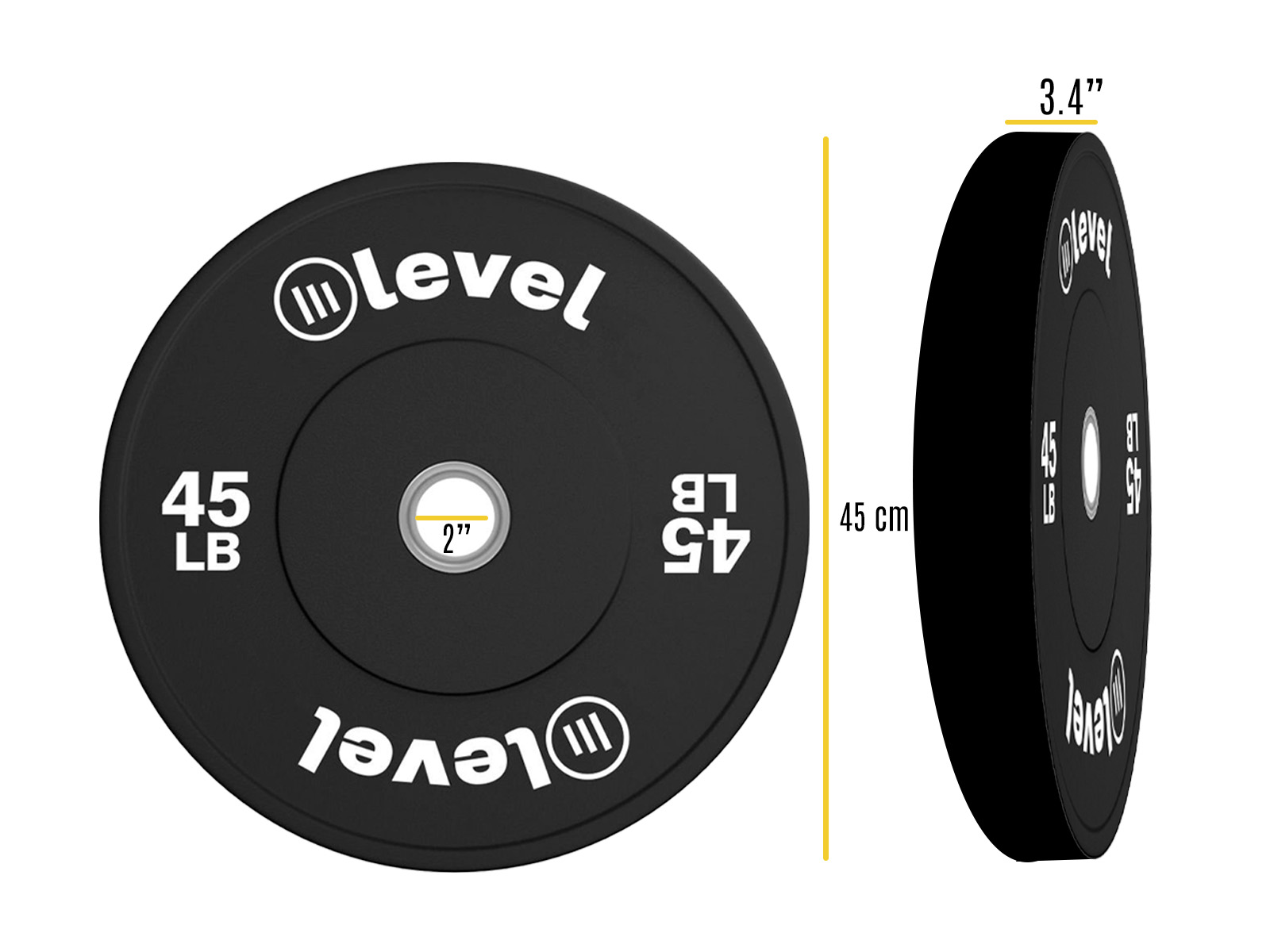 Foto 2 | Disco Olímpico LEVEL FITNESS Montu color Negro 45 Lb 1 Par