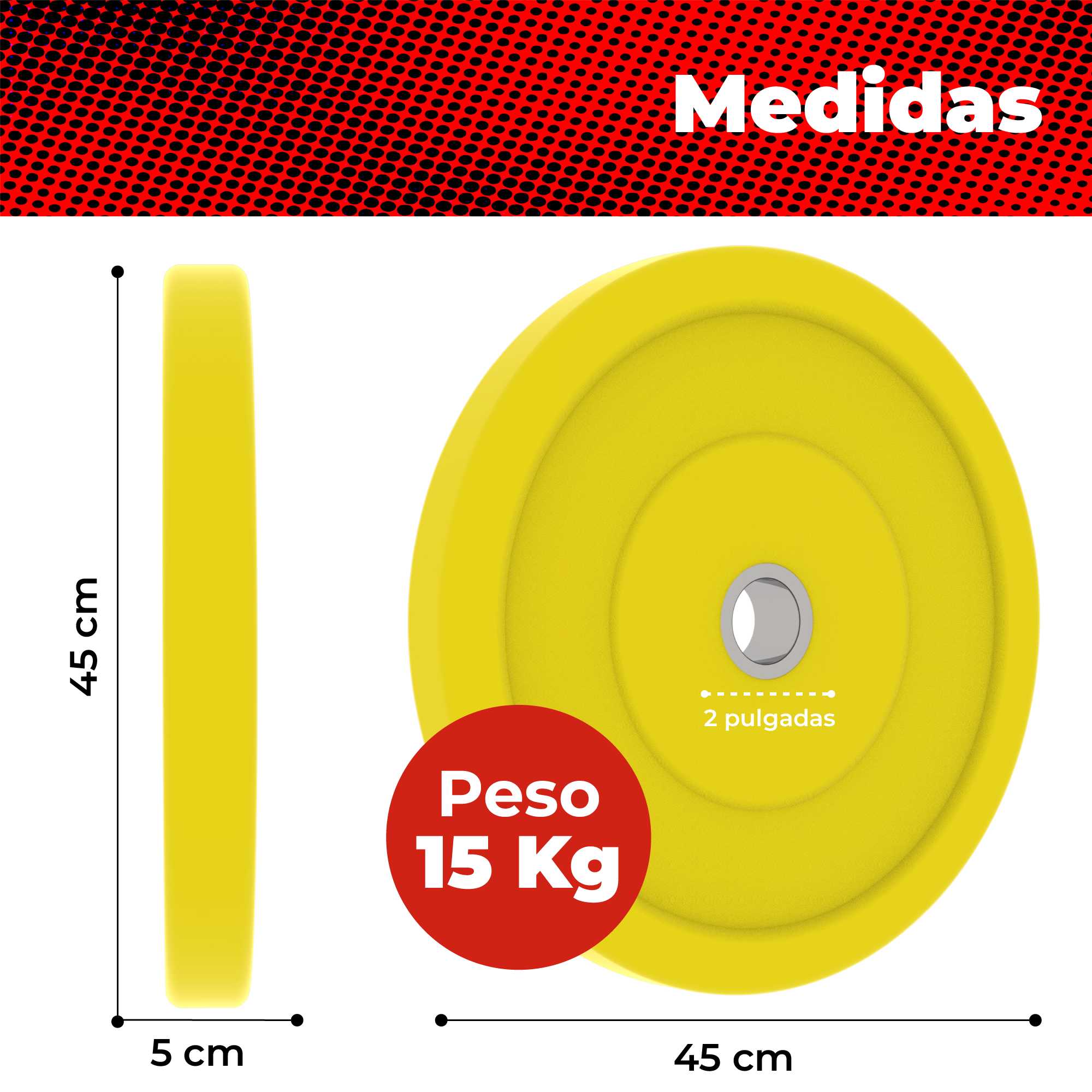 Foto 3 | Disco Olímpico Amarillo X-rush 15 Kg