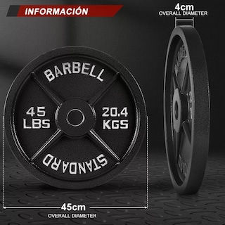 Foto 2 | Pesa Disco 45 lb Eo Safe Imports Esi-16012 Negro Aptas para Barras o Mancuernas