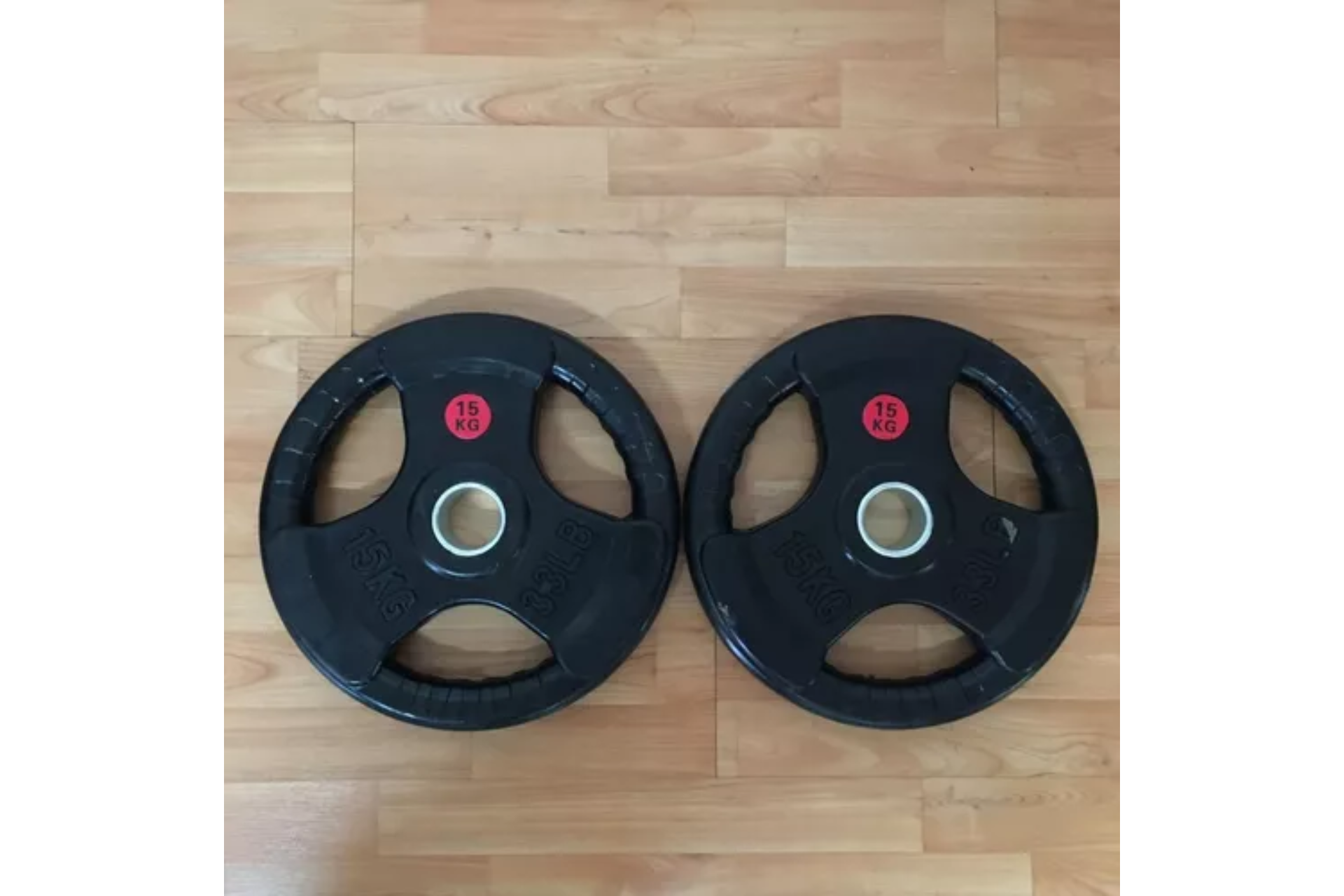 Foto 3 pulgar | Par De Discos Para Barra Olímpica Plastificados 15kg (33 Lbs