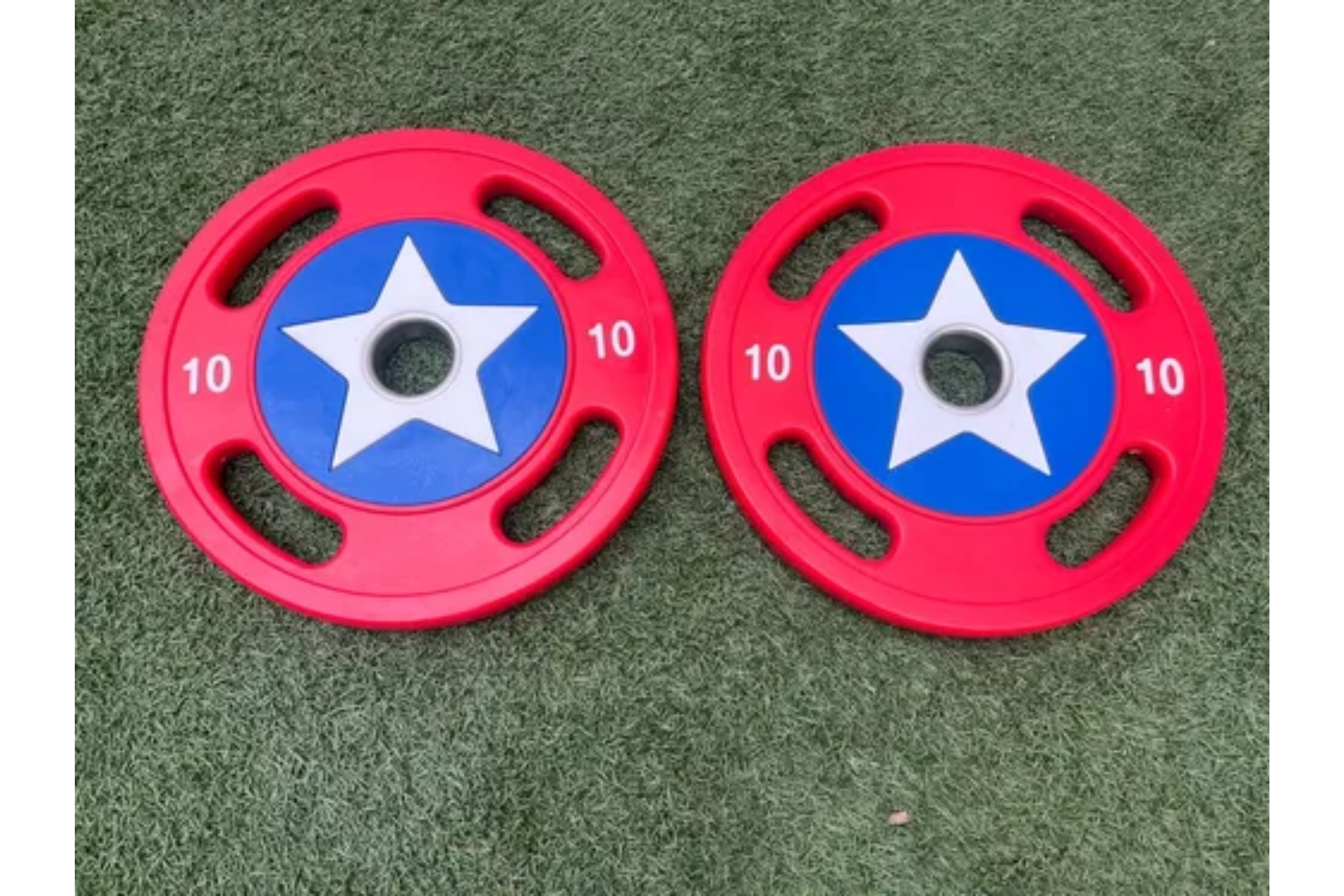 Foto 3 pulgar | Par Discos Olímpicos Plastificados Capitán América 10 Kg