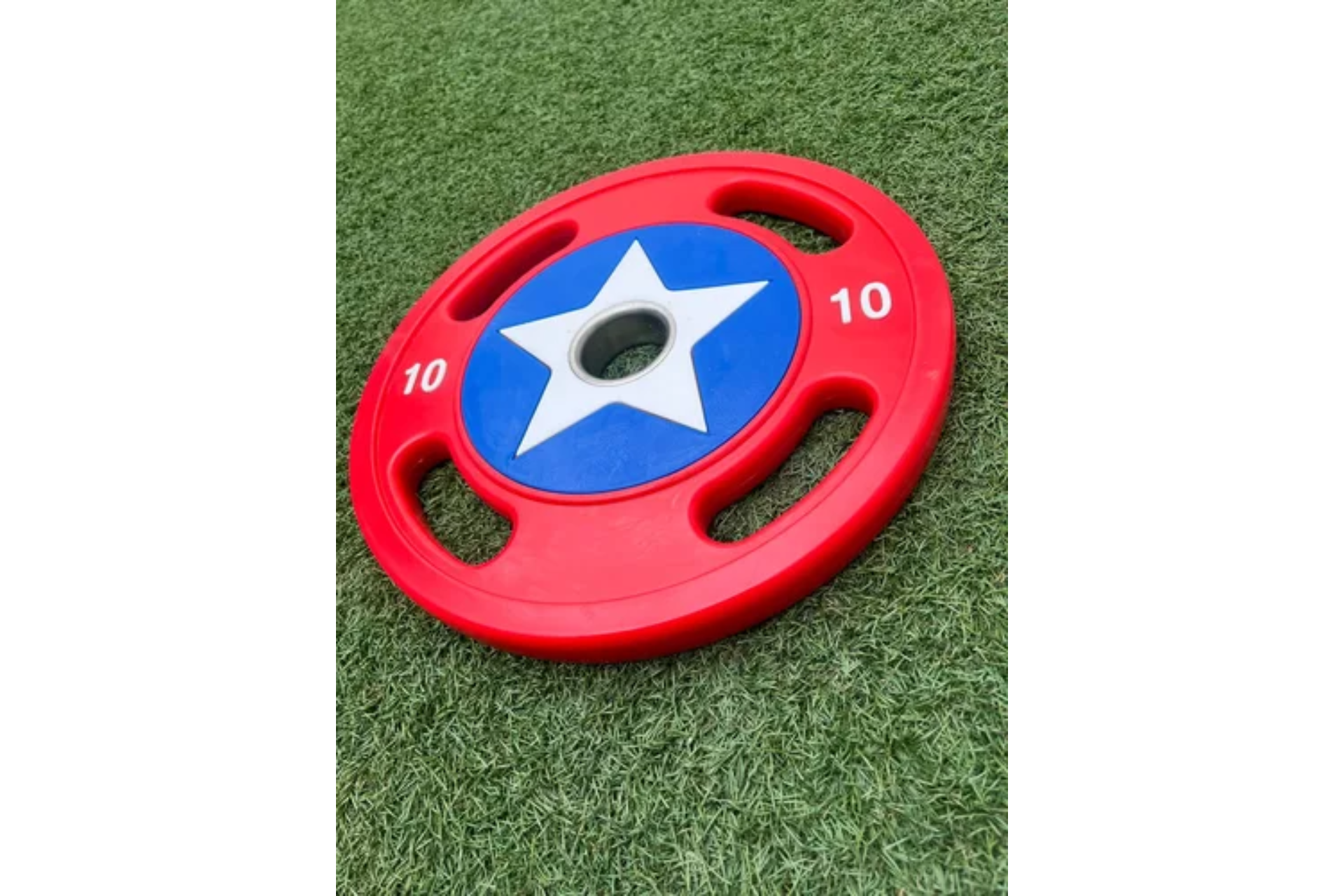 Foto 4 pulgar | Par Discos Olímpicos Plastificados Capitán América 10 Kg