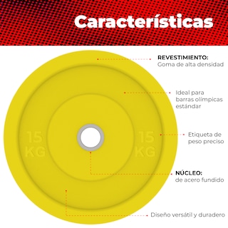Foto 2 | Par De Discos Olímpicos X-rush 15 Kg Amarillo – Durabilidad Y Estabilidad, Ideales Para Entrenamiento De Fuerza.