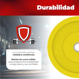 Foto 4 | Par De Discos Olímpicos X-rush 15 Kg Amarillo – Durabilidad Y Estabilidad, Ideales Para Entrenamiento De Fuerza.