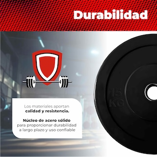 Foto 5 | Par De Discos Olímpicos X-rush 15 Kg Negros – Durabilidad Y Estabilidad, Ideales Para Entrenamiento De Fuerza.