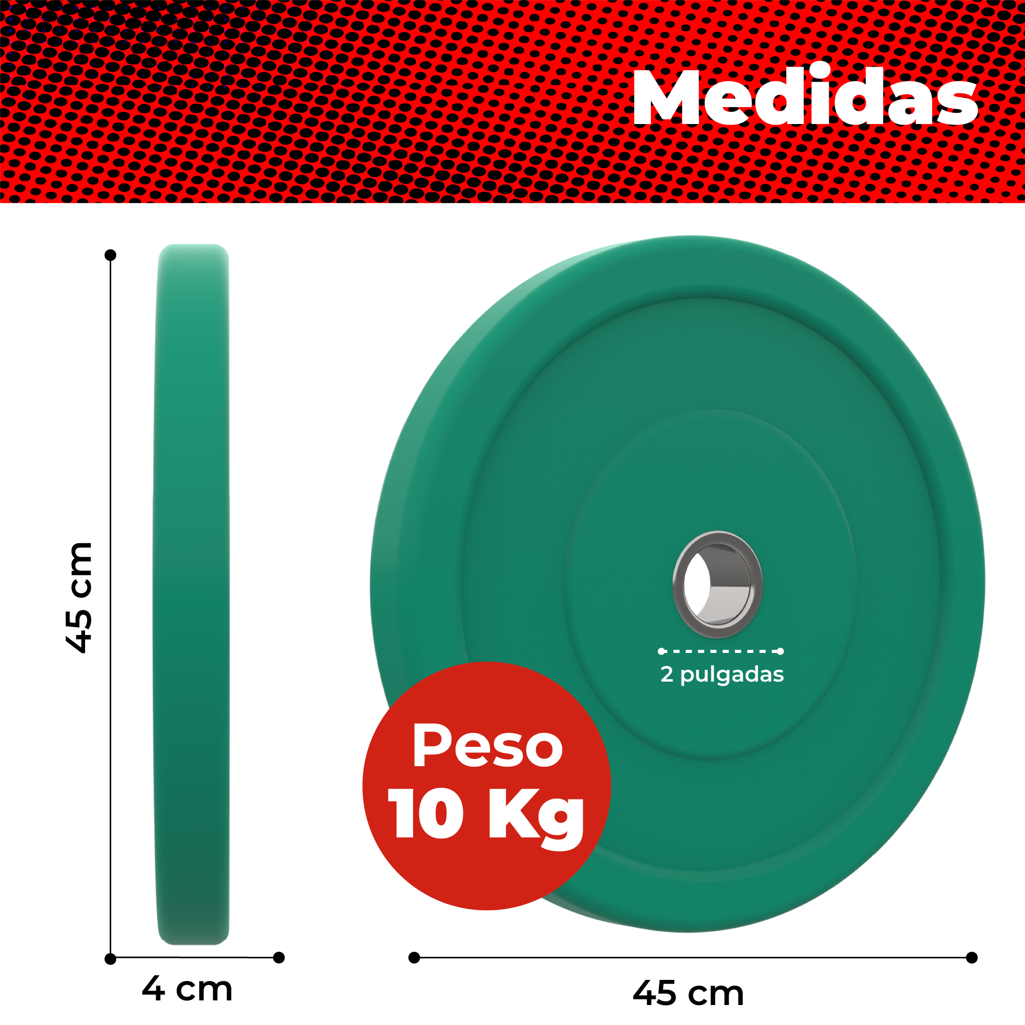 Foto 3 pulgar | Par De Discos Olímpicos 10 Kg X-rush Verde - Durabilidad Y Estabilidad, Ideales Para Entrenamiento De Fuerza.