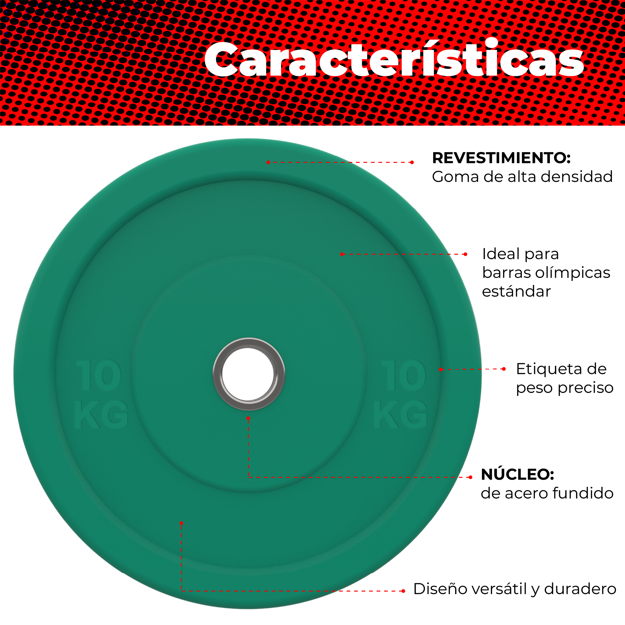 Foto 4 pulgar | Par De Discos Olímpicos 10 Kg X-rush Verde - Durabilidad Y Estabilidad, Ideales Para Entrenamiento De Fuerza.