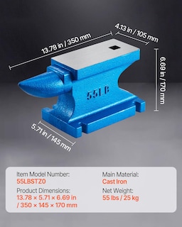 Foto 7 | Yunque Blacksmith Vevor, 25 Kg (55 Libras), Pieza Única De Hierro - Venta Internacional.