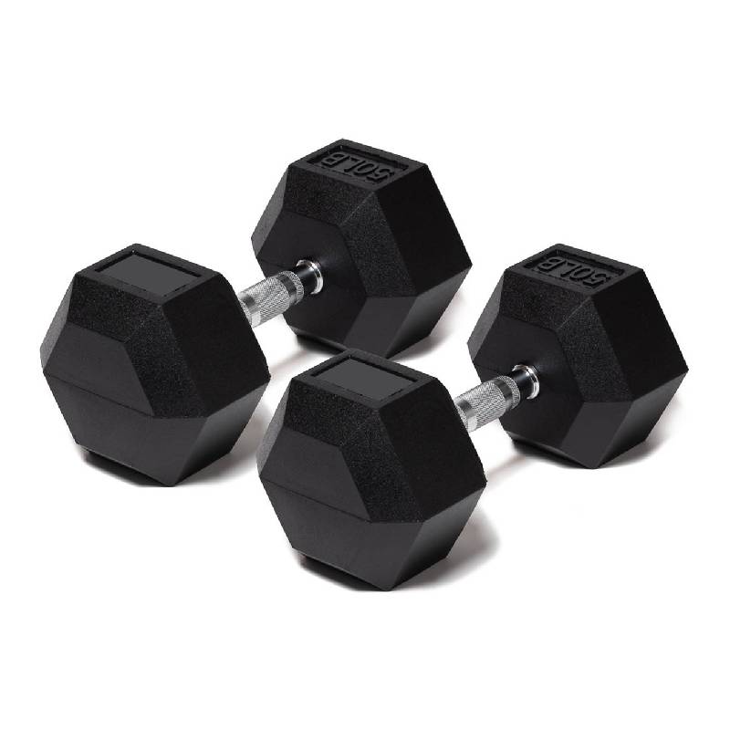 Foto 2 pulgar | Mancuernas En Caucho Hexagonal Mdfitness 50 Lb (22.6 Kg, Dumbbells) 2 Piezas