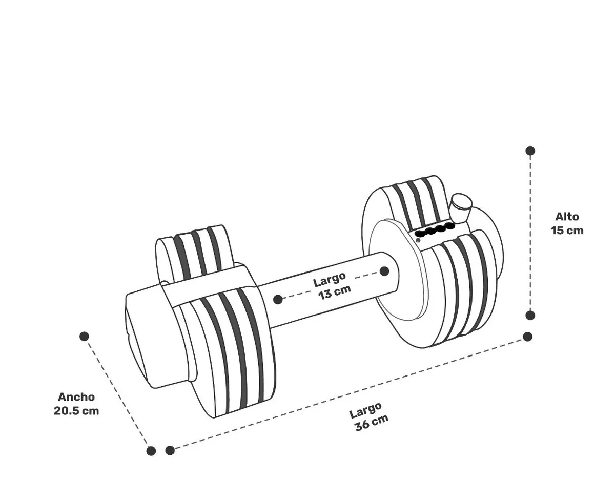 Foto 3 pulgar | Mancuerna/ Pesa Ajustable Malubero 5 a 25 Lb para Gimnasio