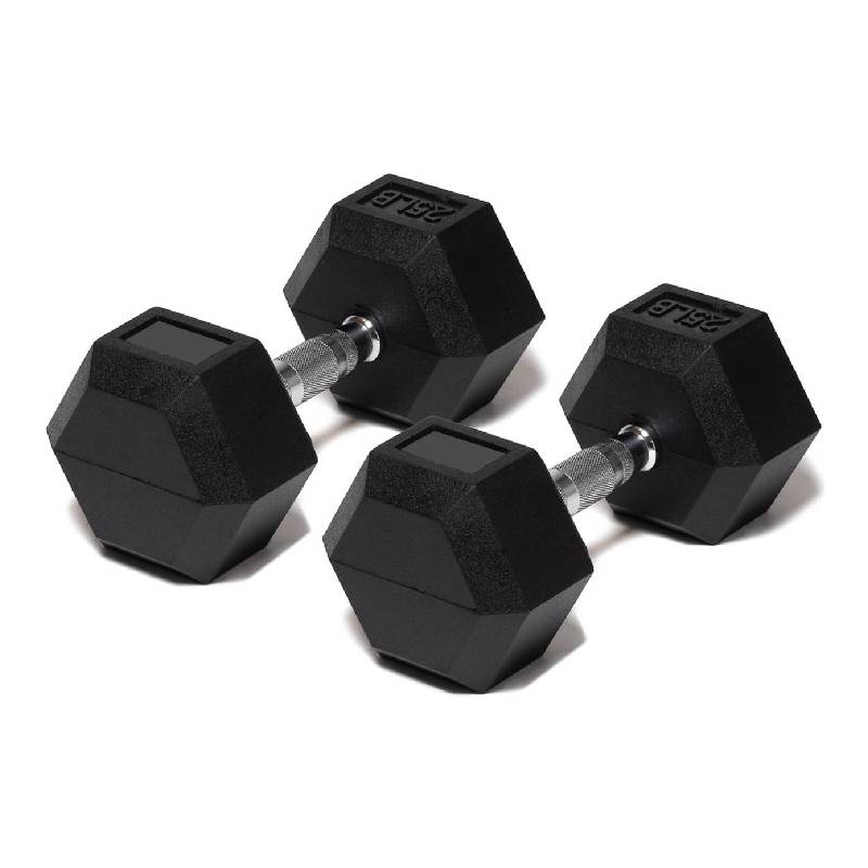 Foto 2 pulgar | Par de Mancuernas en Caucho Hexagonal Mdfitness 25 Lb-11.3 Kg Dumbbells 2 Piezas