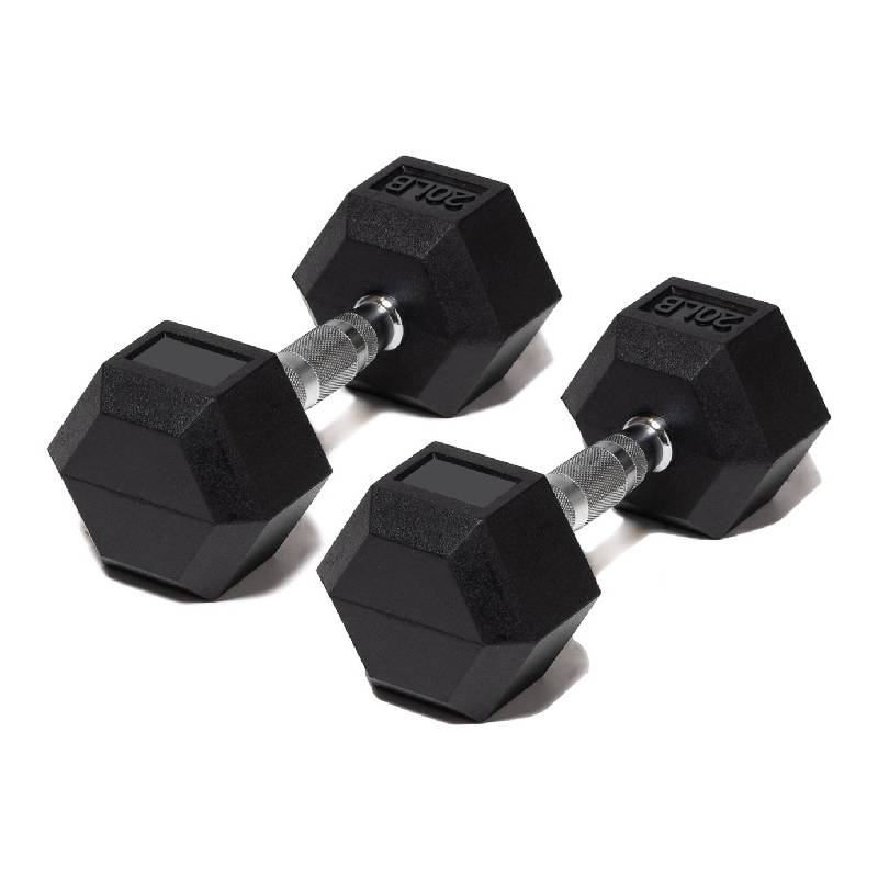 Par de Mancuernas en Caucho Hexagonal Mdfitness 20 Lb-9 Kg Dumbbells 2 Piezas $2,179