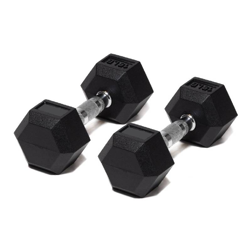 Foto 2 pulgar | Par de Mancuernas en Caucho Hexagonal Mdfitness 15 Lb-6.8 Kg Dumbbells 2 Piezas