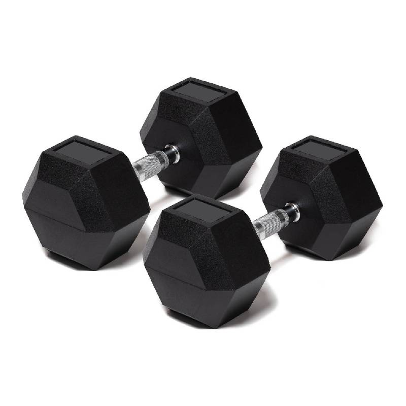 Foto 2 pulgar | Par de Mancuernas en Caucho Hexagonal Mdfitness 55 Lb-24.9 Kg Dumbbells color Negro 2 Piezas