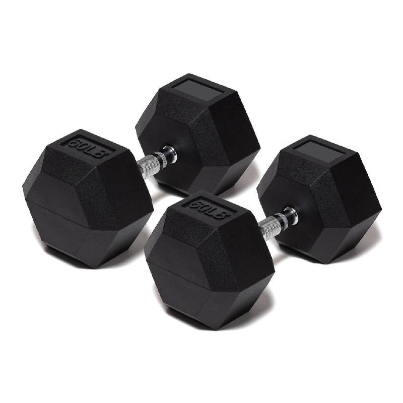 Foto 2 pulgar | Par de Mancuernas en Caucho Hexagonal Mdfitness 60 Lb-27.2 Kg Dumbbells color Negro 2 Piezas