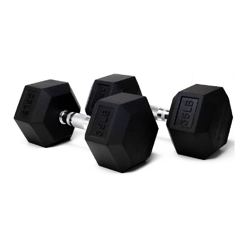 Foto 2 pulgar | Par de Mancuernas MDFITNESS Caucho Hexagonal 35 Lb-15.8 Kg Dumbbells Color Negro 2 Piezas