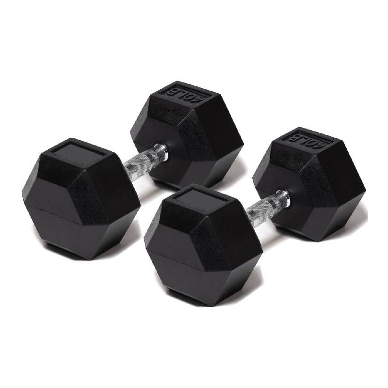 Foto 2 pulgar | Par de Mancuernas en Caucho Hexagonal Mdfitness 40 Lb-18.1 Kg Dumbbells color Negro 2 Piezas