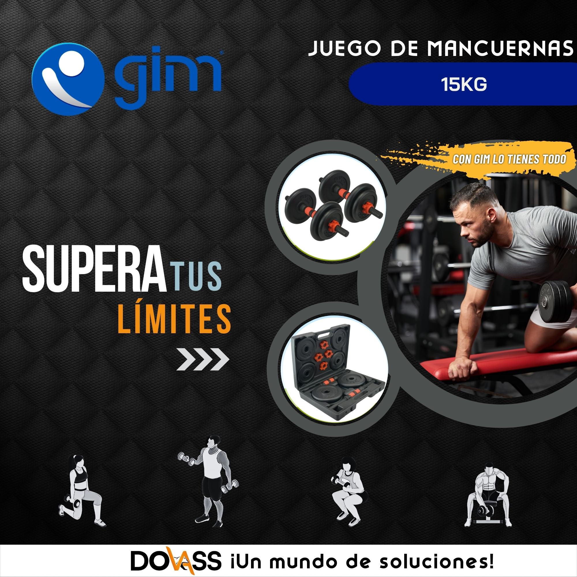 Foto 3 pulgar | Juego de Mancuernas de Acero con Recubierta Abs de 15kg Gim 502ch Color Negro con Rojo