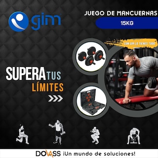 Foto 2 | Juego de Mancuernas de Acero con Recubierta Abs de 15kg Gim 502ch Color Negro con Rojo
