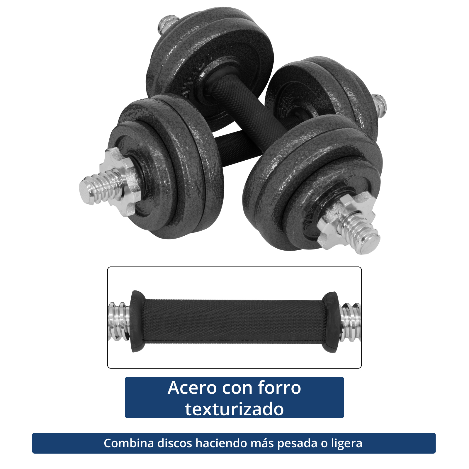 Foto 4 pulgar | Mancuernas Altera BS-15-NE color Negro con 12 Discos Intercambiables 15 KG