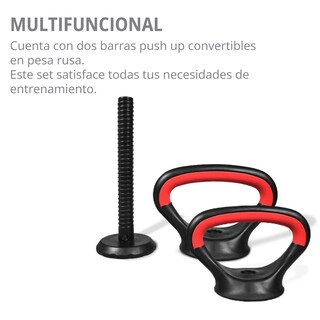 Foto 3 | Set de Mancuernas de 17 Kg 12 Discos Intercambiable Pesa Rusa y Barra Recta Altera color Rojo
