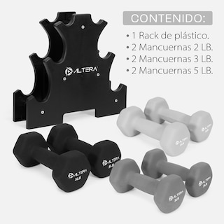 Foto 4 | Mancuernas + Rack Altera AOS358 Multicolor 7 Piezas
